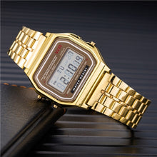 Load image into Gallery viewer, Women Men Unisex Watch Gold Silver Vintage Stainless Steel LED Sports Military Wristwatches Electronic Digital Watches Present