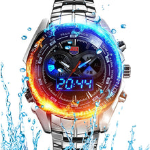 Load image into Gallery viewer, Top Men Watch TVG Dual Display Analog Digital Quartz Watch Stainless Steel Men's Watch Fashion Military Army Mens Watches
