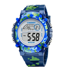 Load image into Gallery viewer, Navy Blue Camouflage Kids Watches LED Colorful Flash Digital Waterproof Clock For Boys Girls Date Week Creative Children&#39;s Watch
