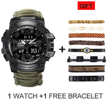 Load image into Gallery viewer, LED Military Watch with compass 30M Men Waterproof Sports Watch Men Sport Watch Shock Sport Watches Electronic Wristwatches
