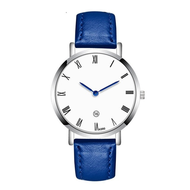 Men Watches Business Style Round Dial Quartz Soft Leather Strap Minimalist Ultrathin Wrist Watches Birthday Gift